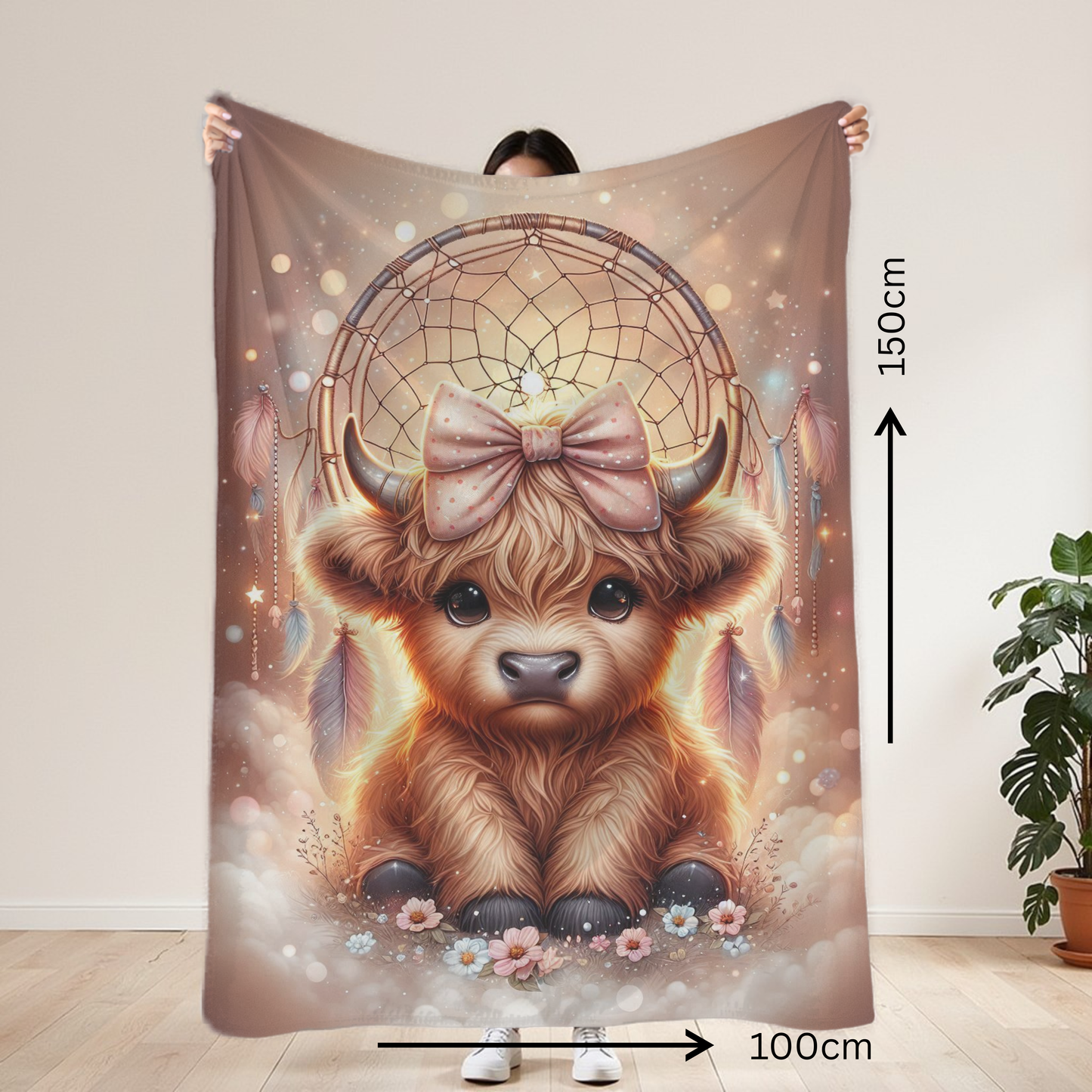 Highland Cow Mystical Lightweight Blanket 100cm x 150cm
