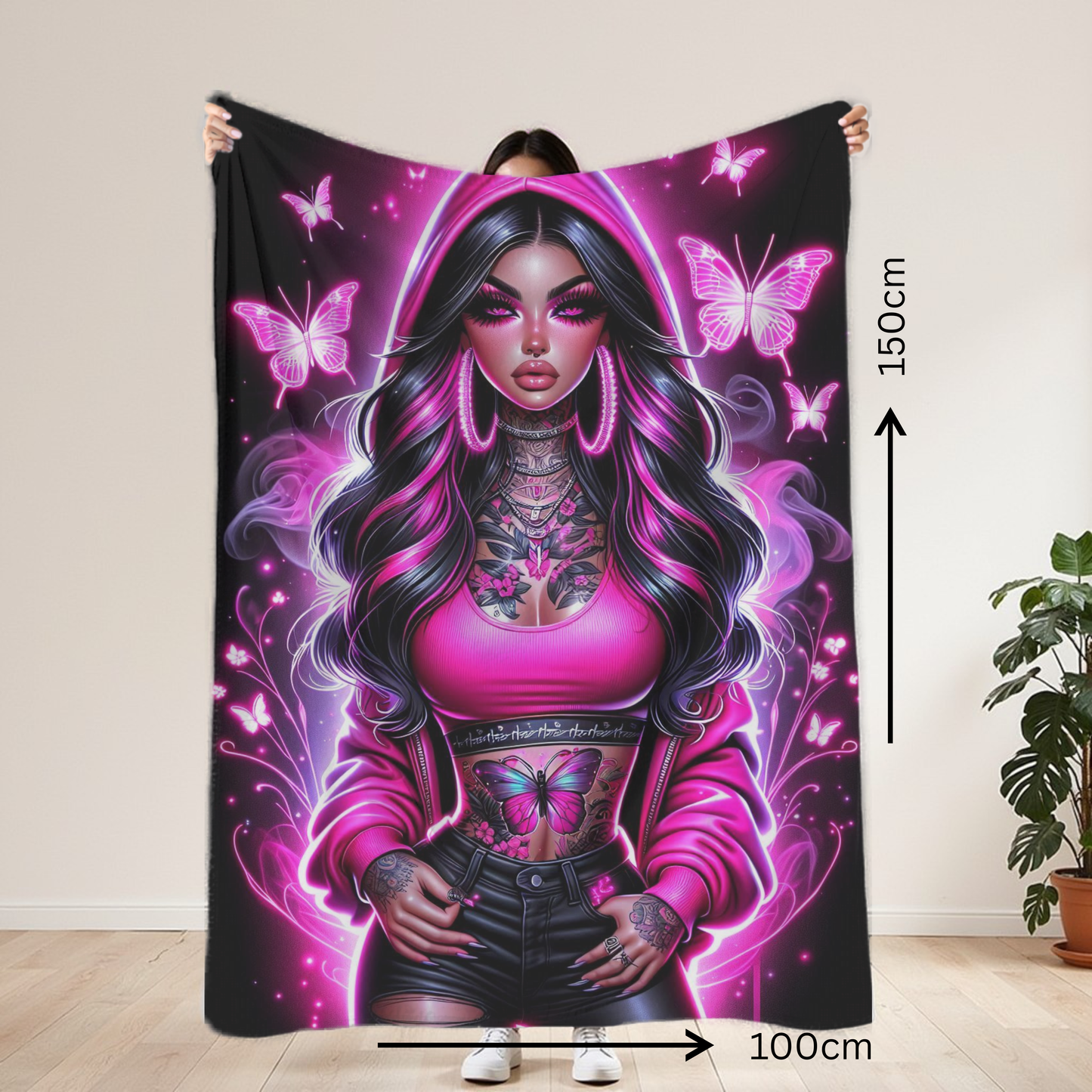 Hot Pink Baddie Lightweight Blanket 100cm x 150cm