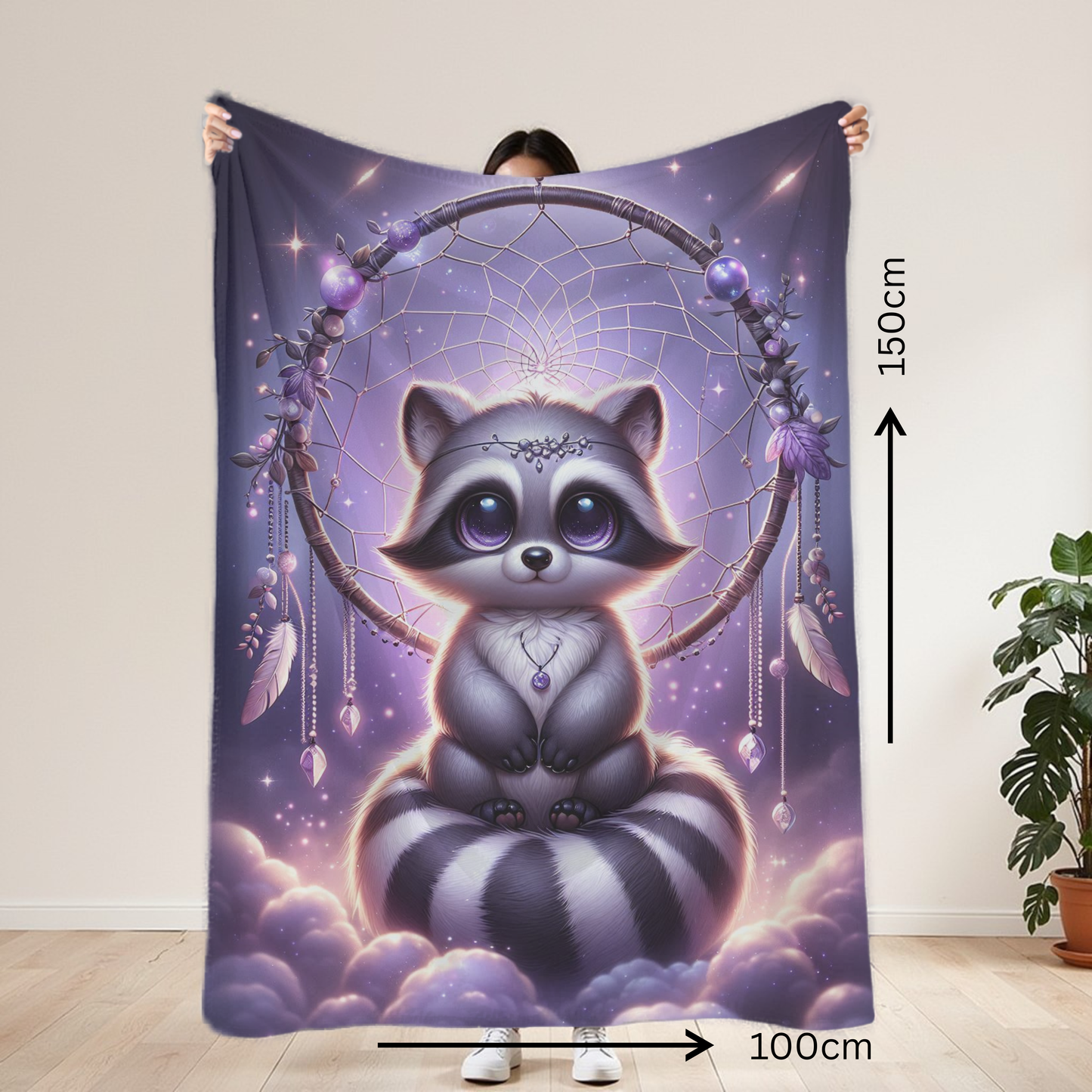 Raccoon Mystical Lightweight Blanket 100cm x 150cm