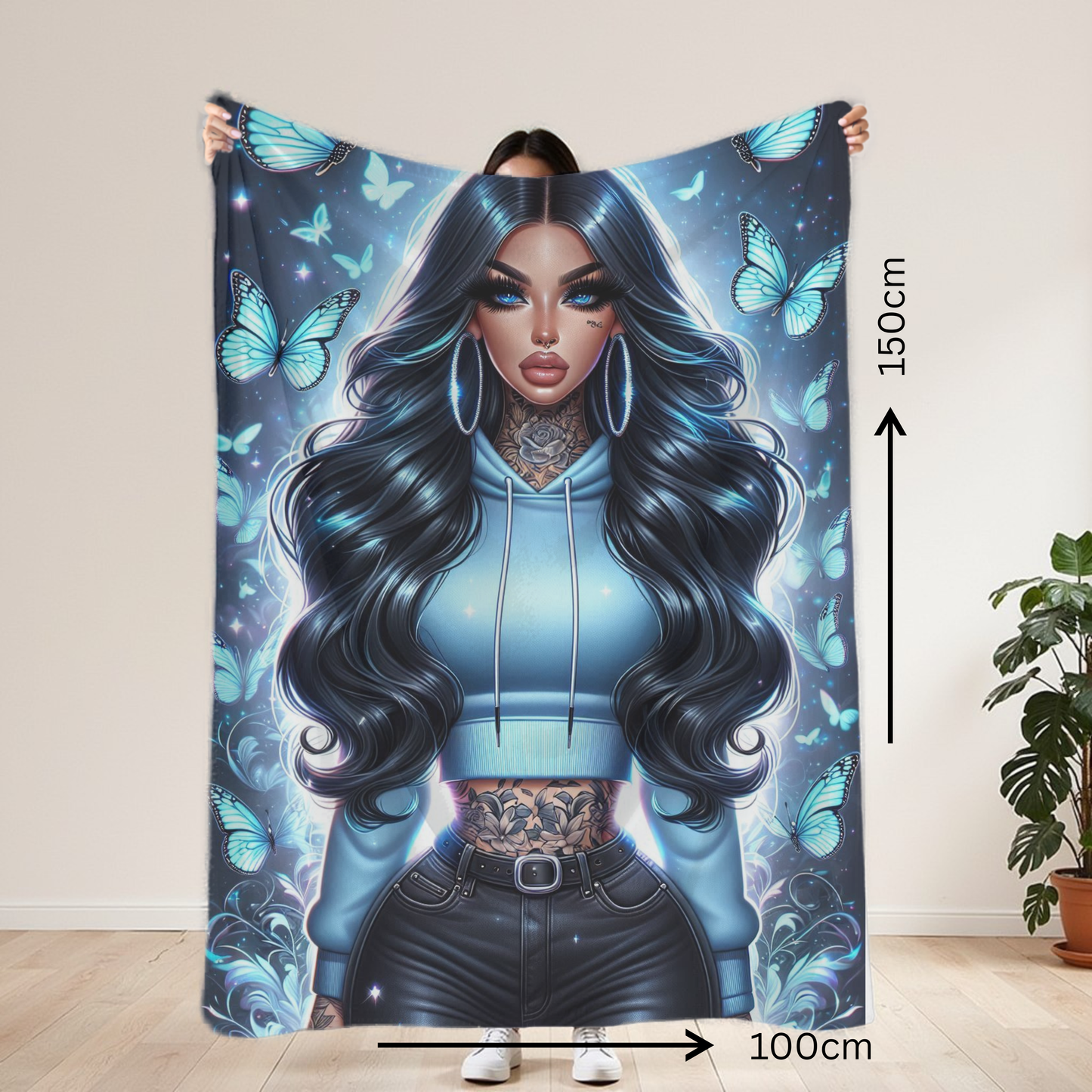 Light Blue Baddie Lightweight Blanket 100cm x 150cm