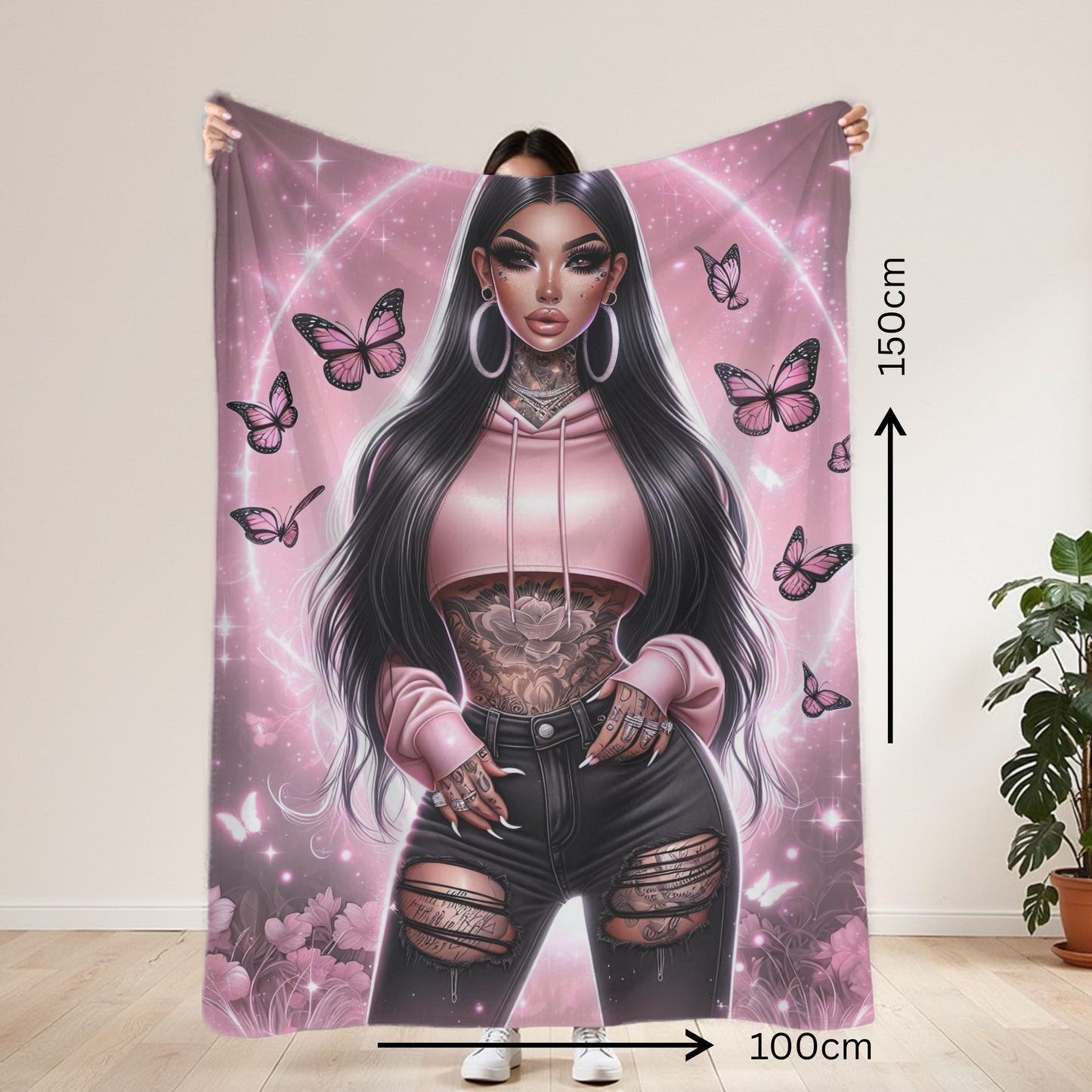 Light Pink Baddie Lightweight Blanket 100cm x 150cm