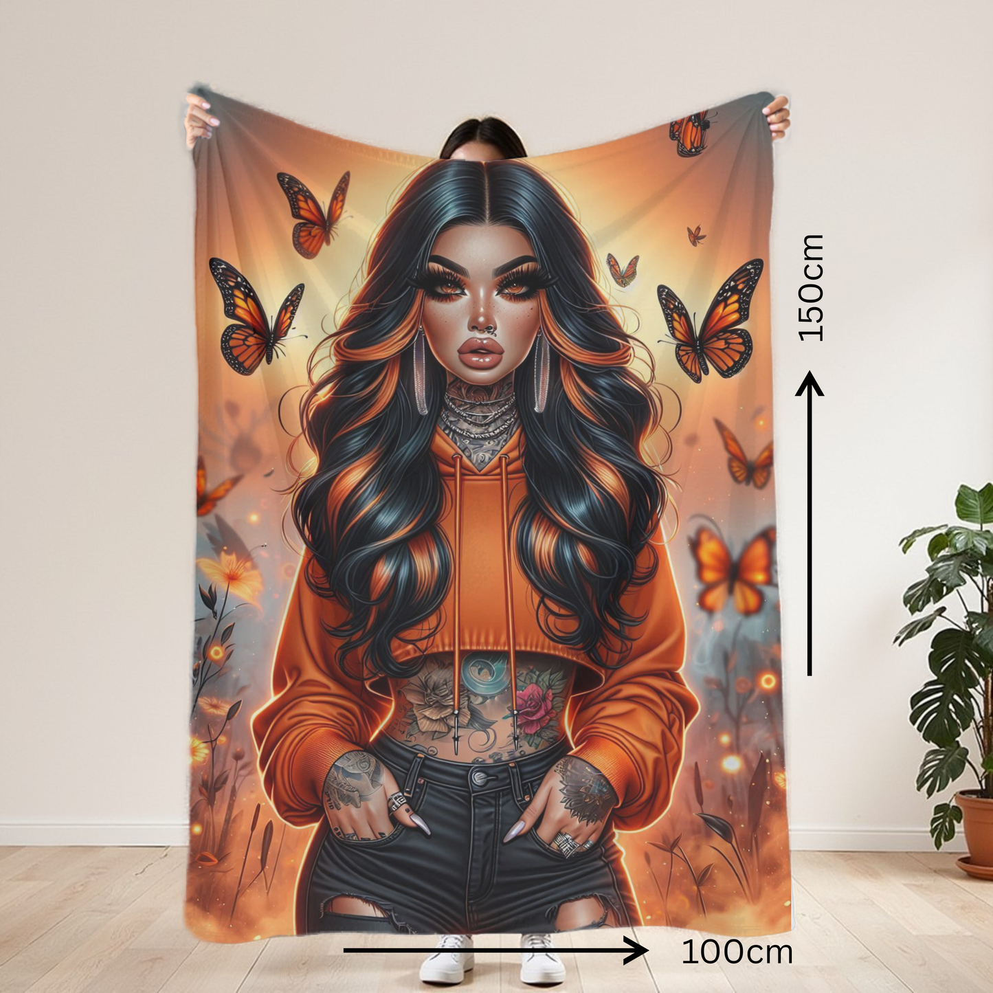 Orange Baddie Lightweight Blanket 100cm x 150cm