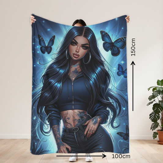 Royal Blue Baddie Lightweight Blanket 100cm x 150cm