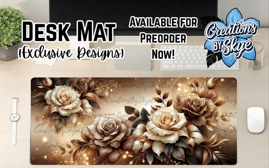 Beige Floral Desk Mat 90cmx40cm