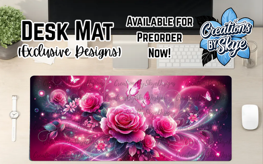 Hot Pink Floral Desk Mat 90cmx40cm