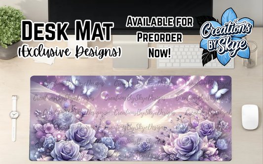 Lilac Floral Desk Mat 90cmx40cm